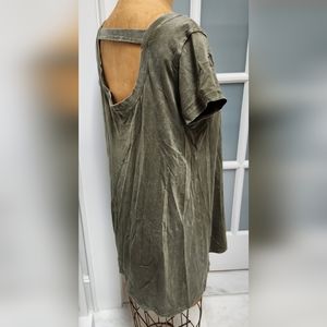 Pigment Dyed Olive Green Open Back Cotton CABLE & GUAGE SS Top EUC